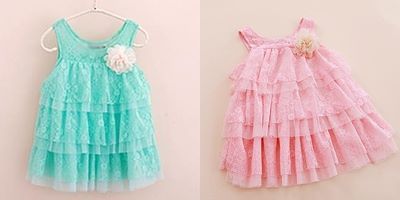Vestido rendado, de 3 á 5 anos